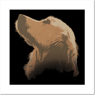 golden retriever halftone Effect Posters and Art